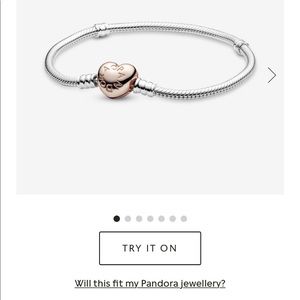 Brand New Pandora Moments Heart Clasp Snake Chain Bracelet Two Tone